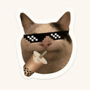Thug Life Cat Boba Sticker