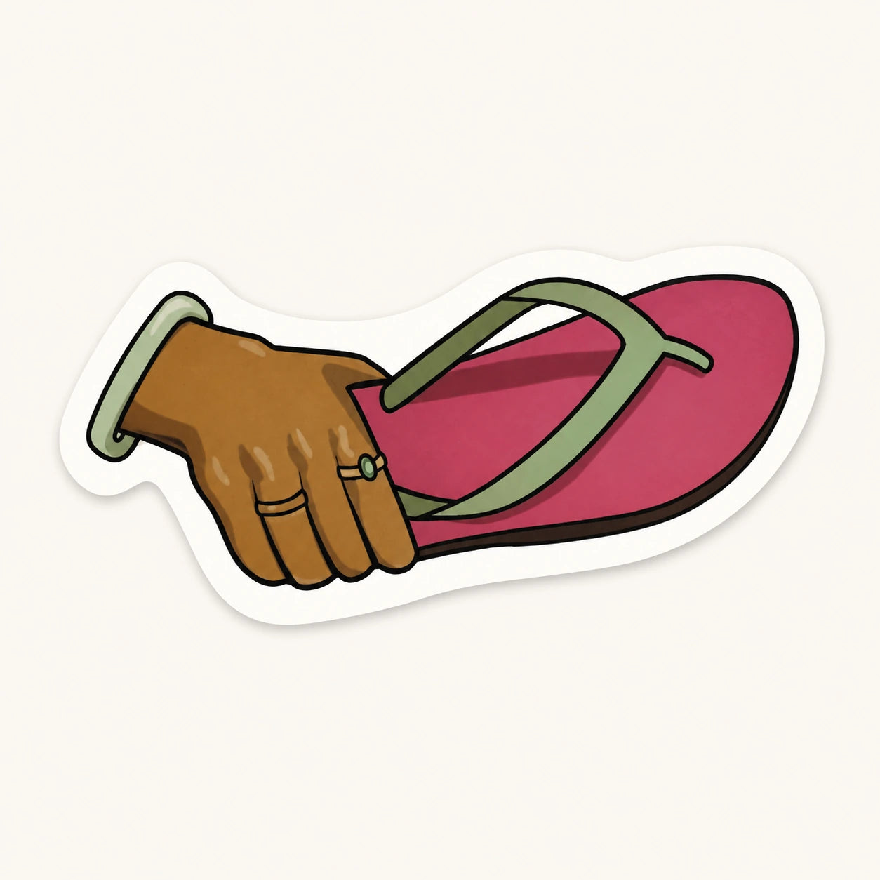 Hand Holding Flip Flop Sticker