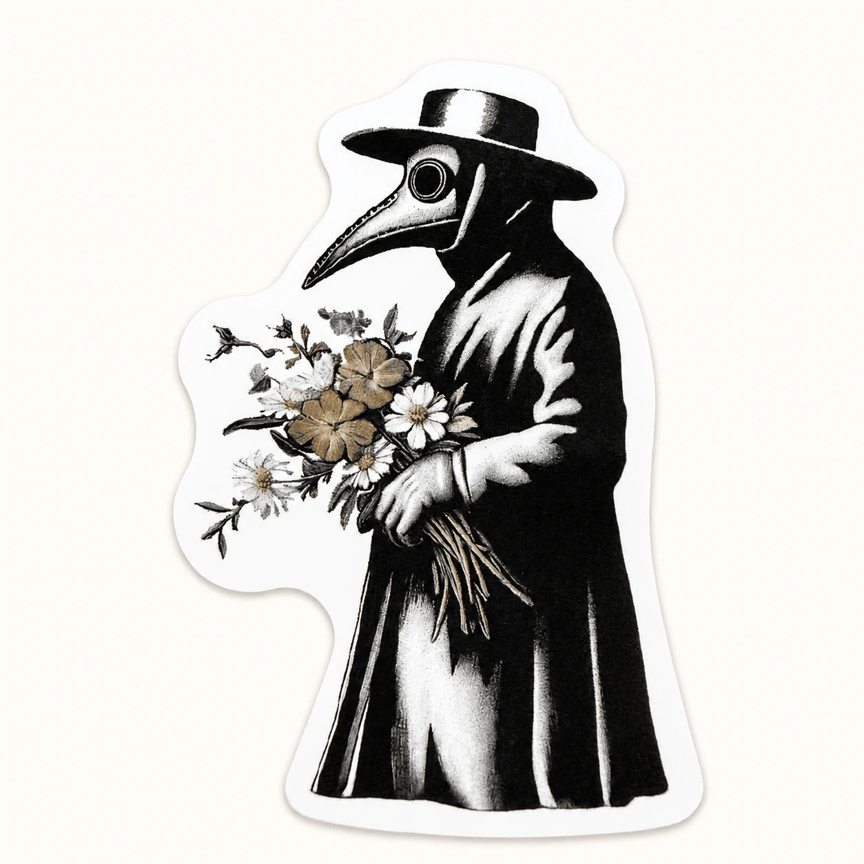 Plague Doctor Flowers Sticker