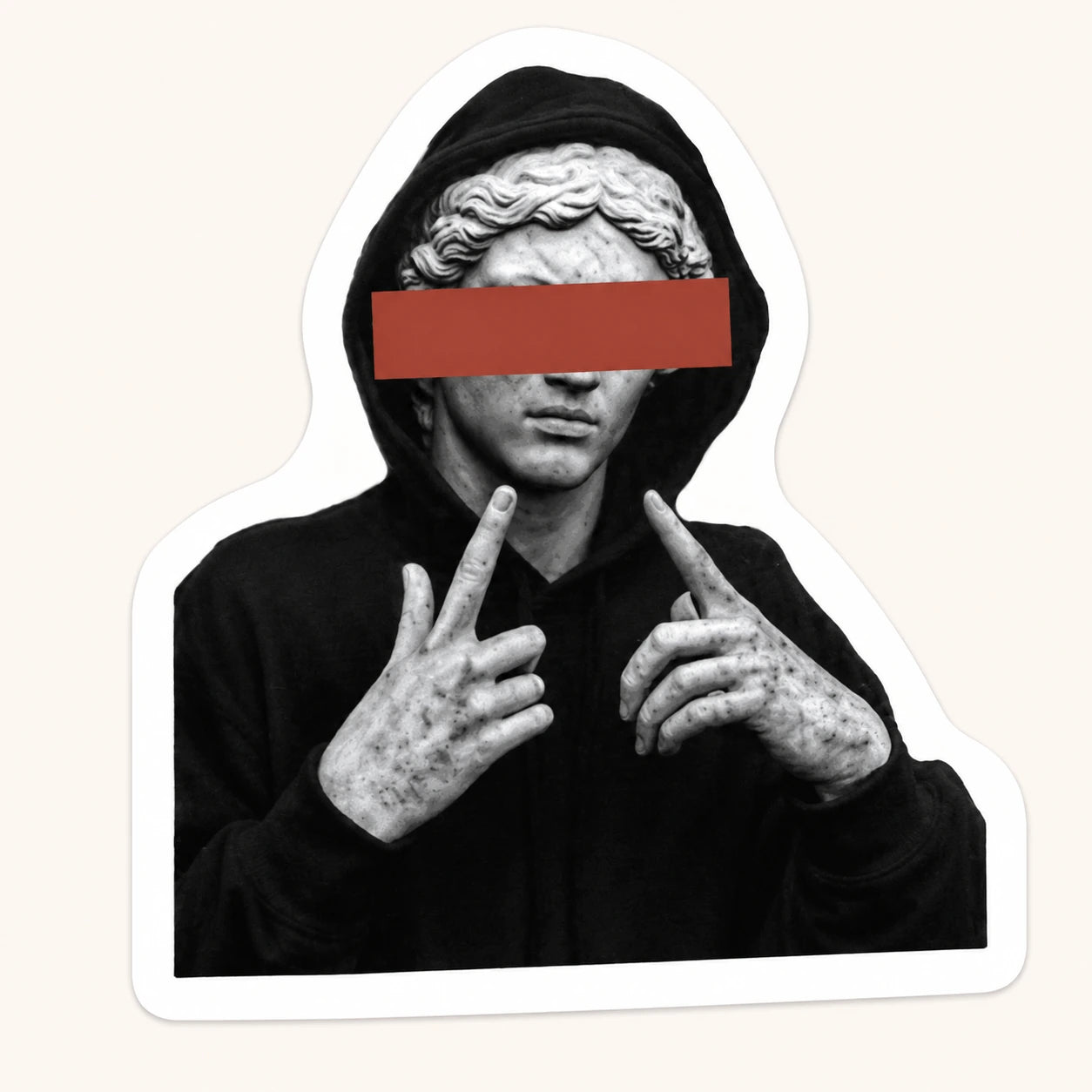 Red Bar Statue Hoodie Sticker