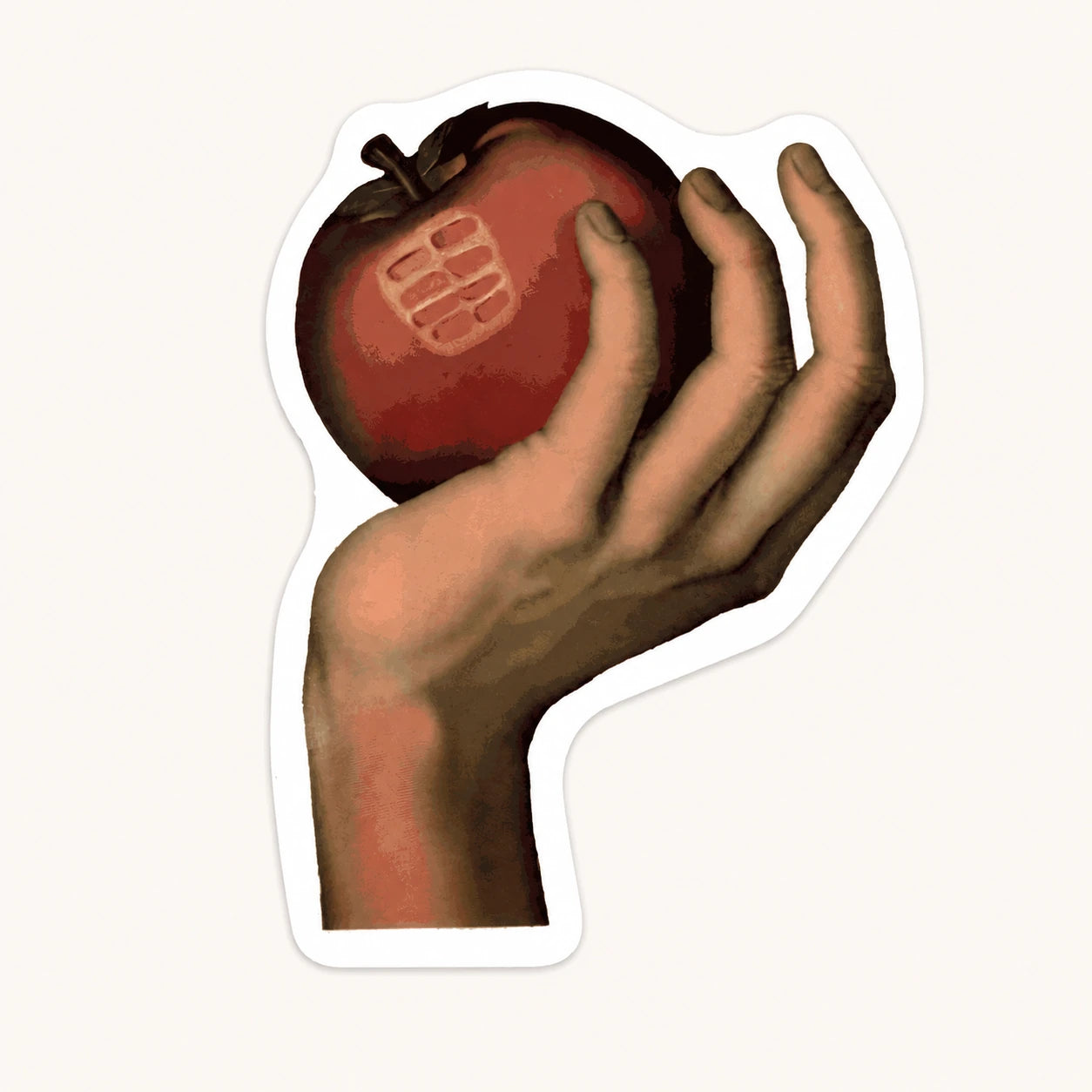 Hand Holding Apple Sticker