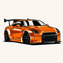 Orange Nissan GT-R R35 Widebody Sticker