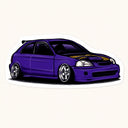 Tuned Purple Civic Sticker