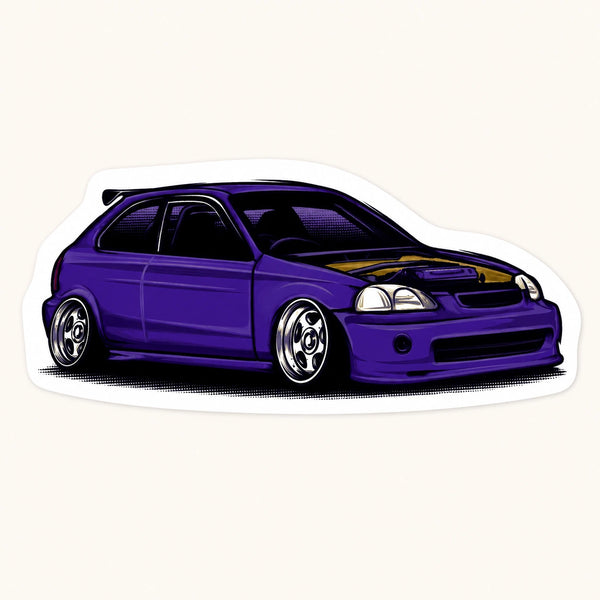 Tuned Purple Civic Sticker