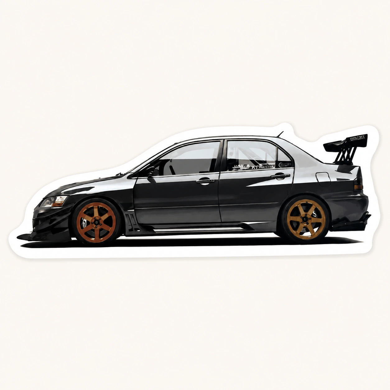 Dark Grey Evo IX Bronze Wheels Sticker