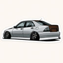 White Lowered Car Sticker