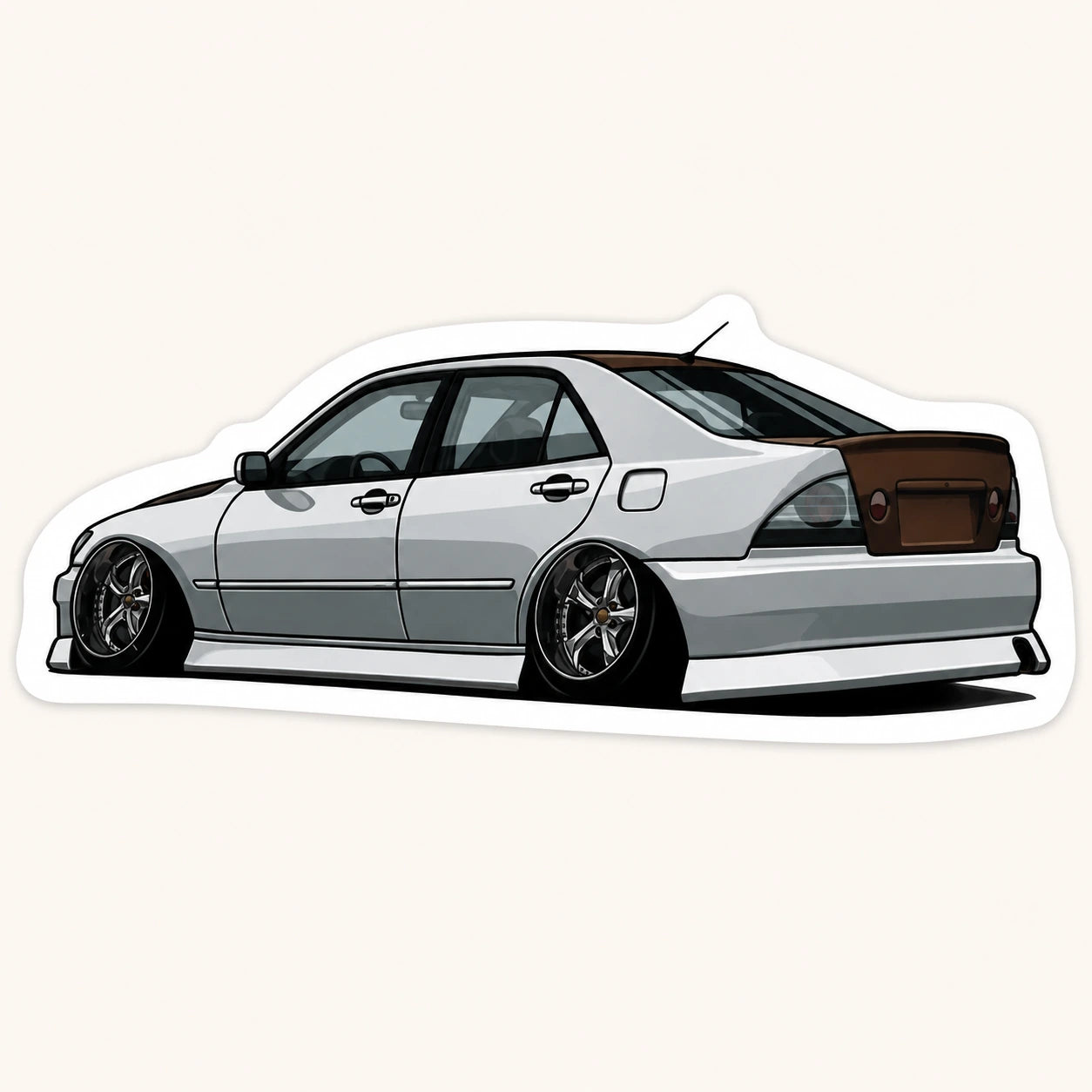 White Lowered Car Sticker