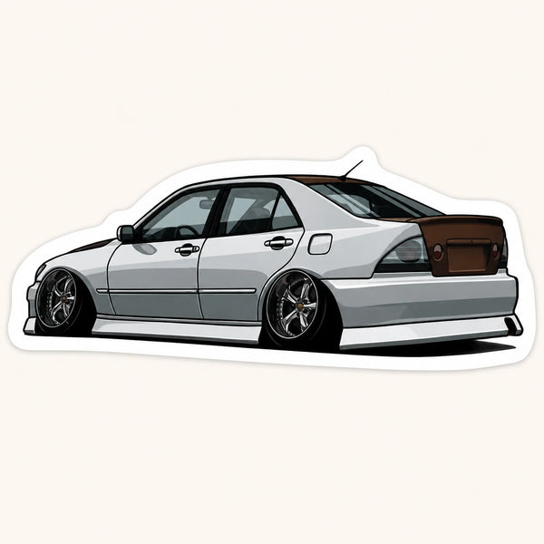 White Lowered Car Sticker