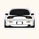 White Mazda RX-7 FD3S Rear View Sticker