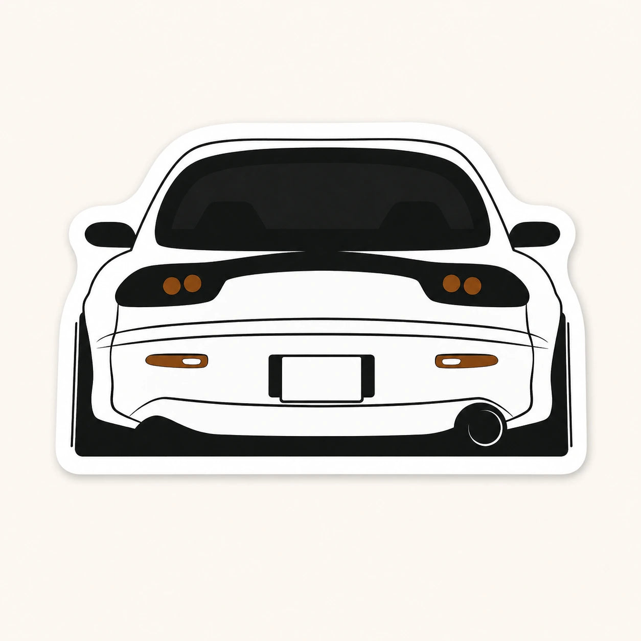 White Mazda RX-7 FD3S Rear View Sticker