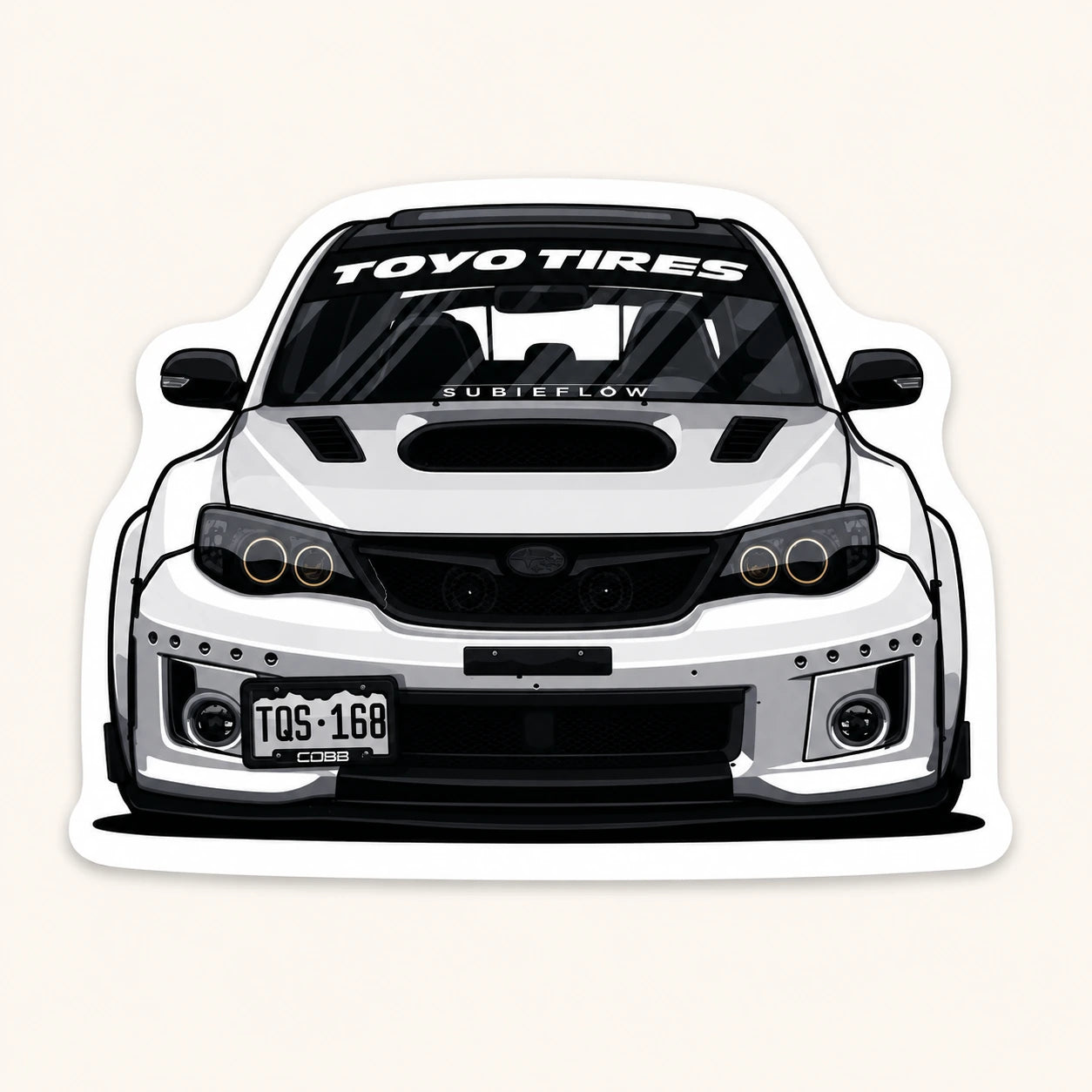 White Subaru WRX STI Sticker