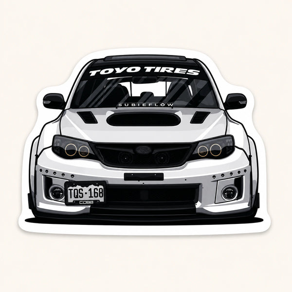 White Subaru WRX STI Sticker