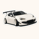 White Sports Car Sticker
