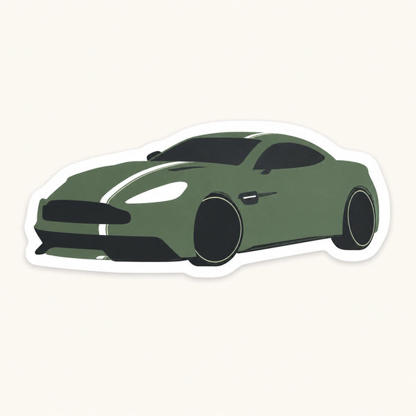 Green Sports Car Sticker