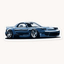Blue Widebody Mazda RX-7 FD Sticker