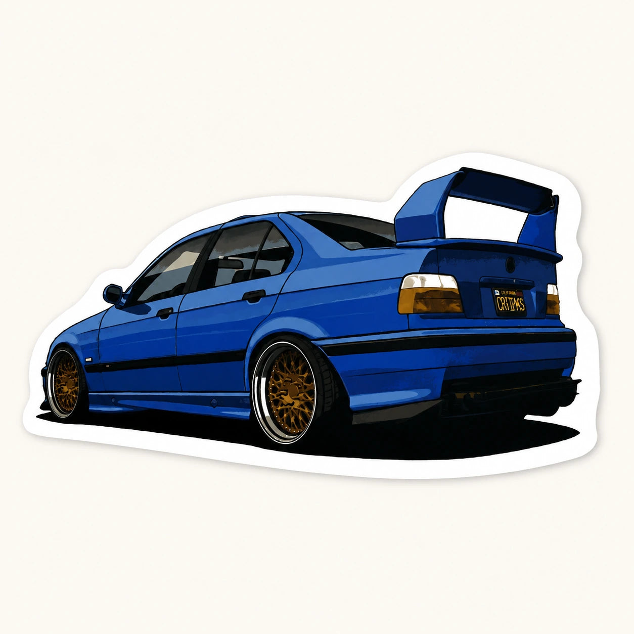 Blue BMW E36 Sticker