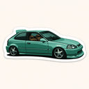 Teal Stance Honda Civic EK Hatchback Sticker