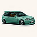 Stanced Mint Green Honda Civic EK Sticker
