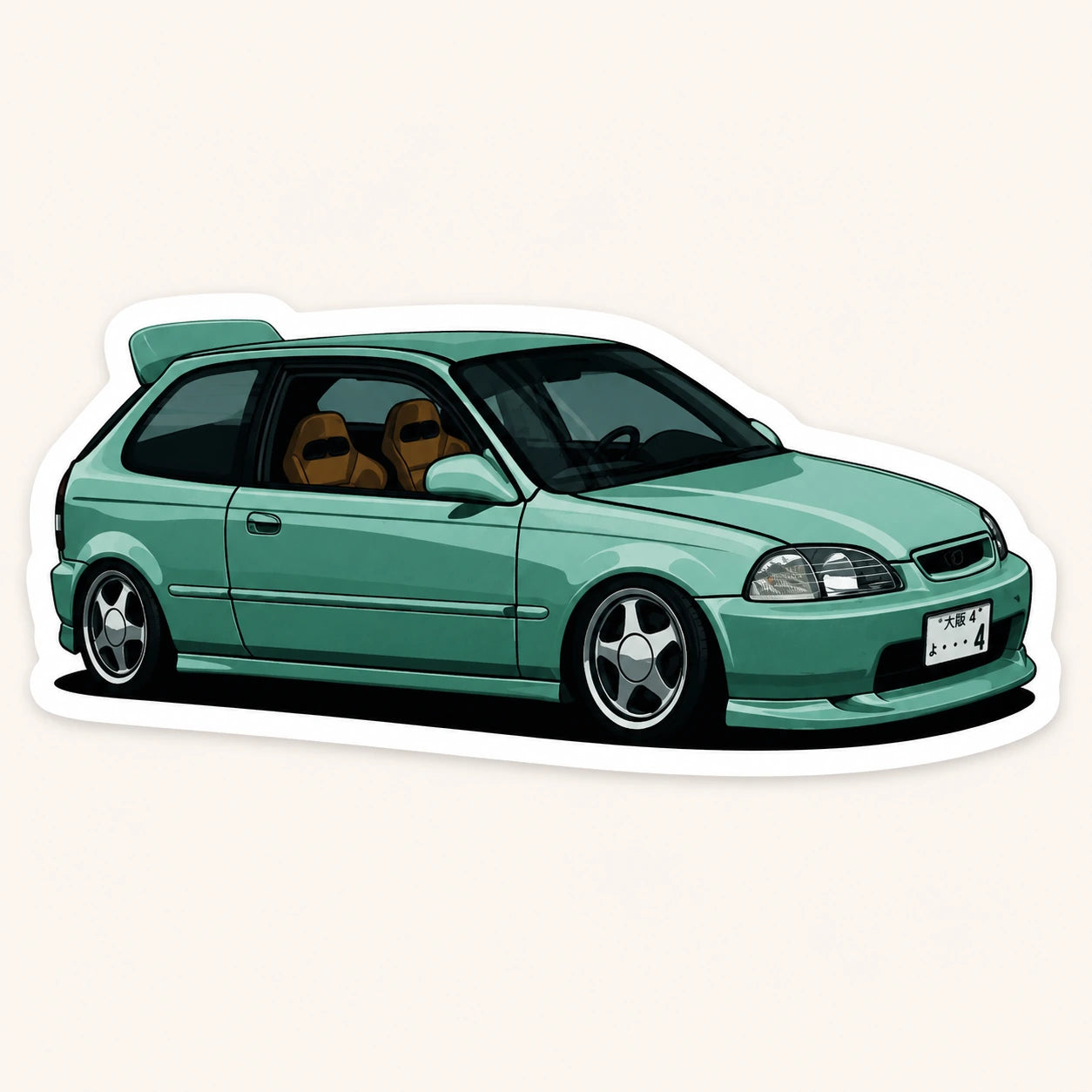 Stanced Mint Green Honda Civic EK Sticker