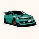 Teal JDM Civic Sticker