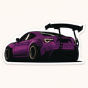 Purple Sports Car Sticker