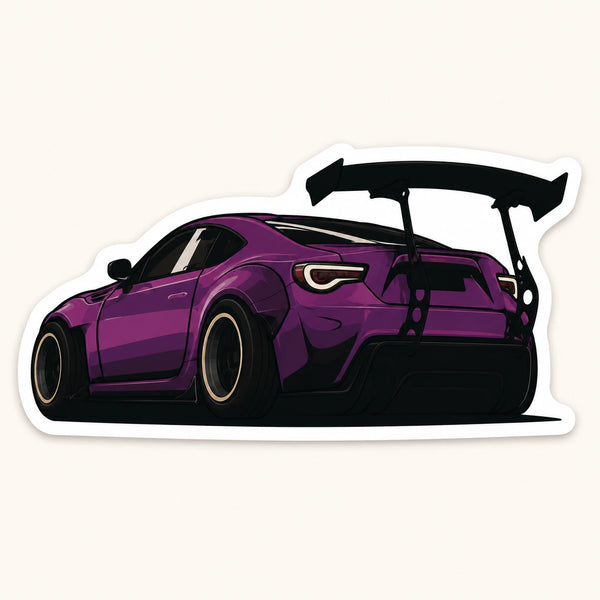 Purple Sports Car Sticker