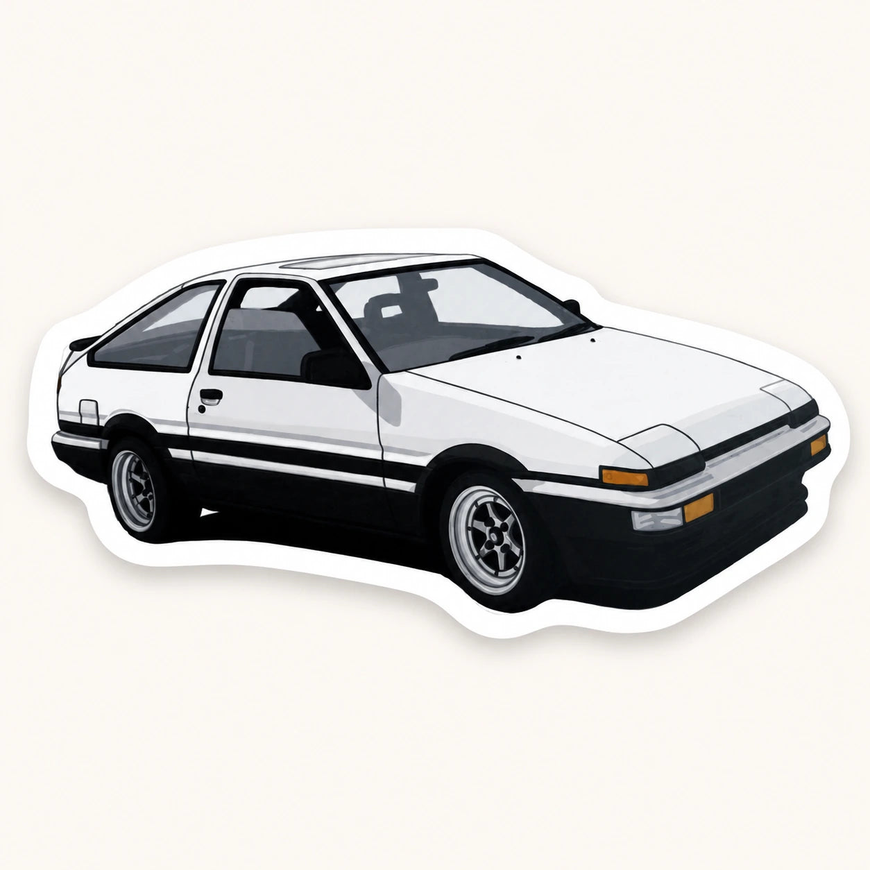 White Black Two-Tone Toyota AE86 Trueno Sticker
