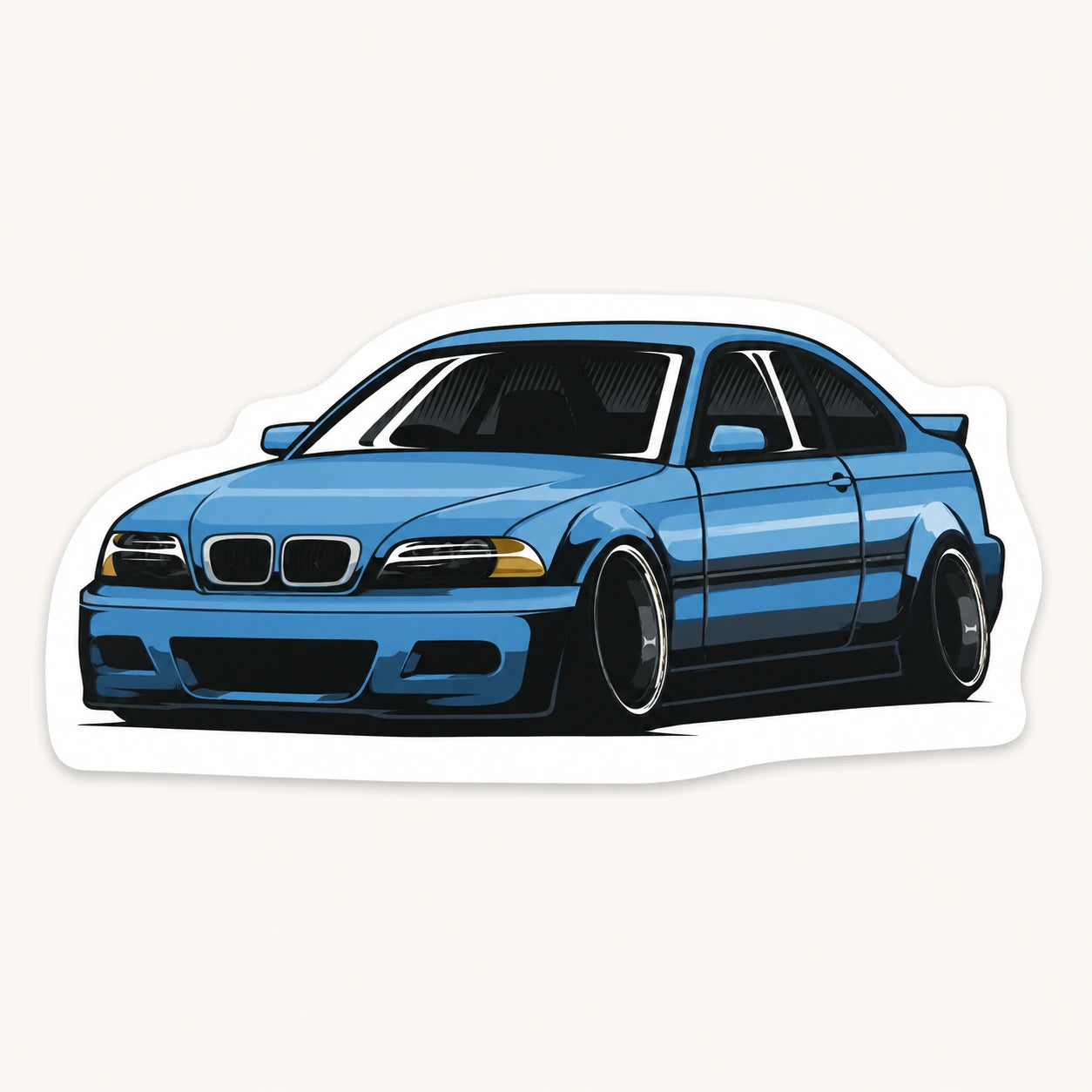Slammed Blue Car Sticker