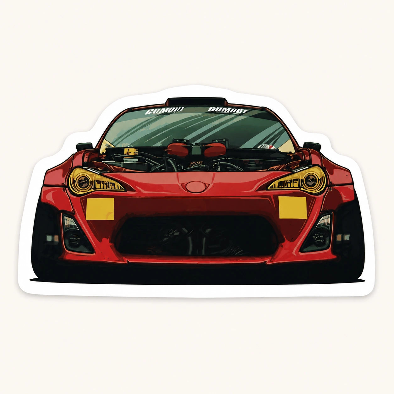 Modified Red Car Sticker