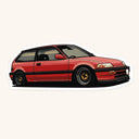 Red Honda Civic Sticker