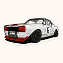 White Hakosuka GT-R Widebody Sticker