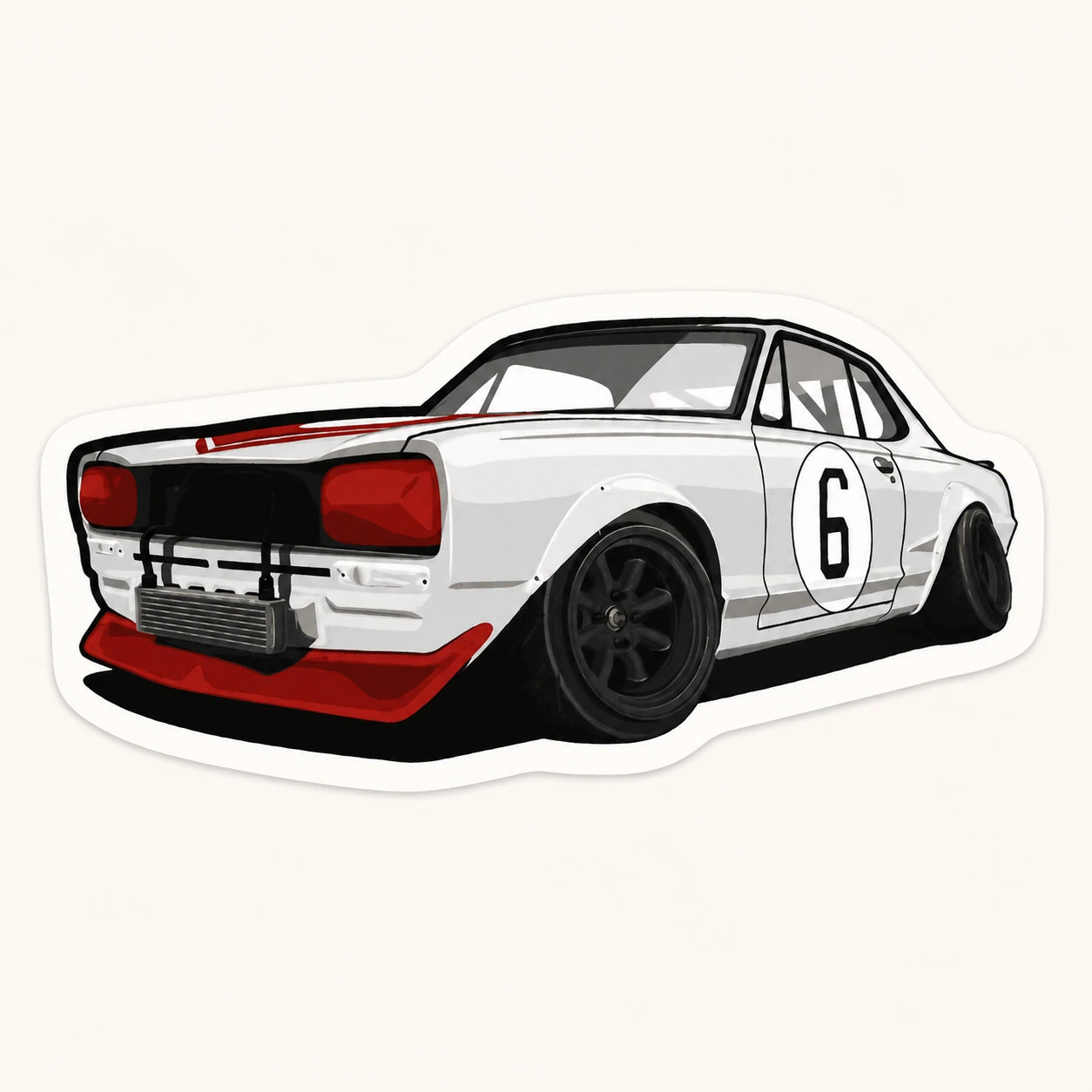 White Hakosuka GT-R Widebody Sticker