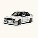 White BMW E30 M3 Stance Sticker
