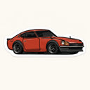 Red Classic Car Sticker