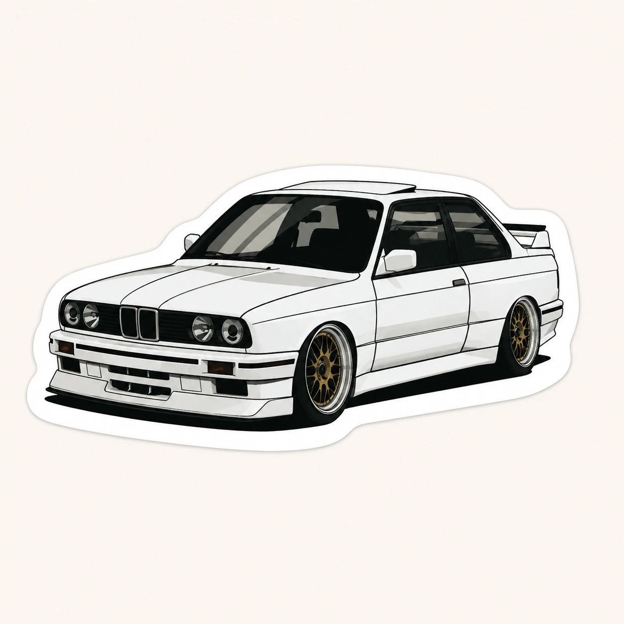 White Stanced BMW E30 M3 Sticker