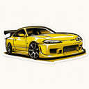 Yellow JDM Sports Car Sticker