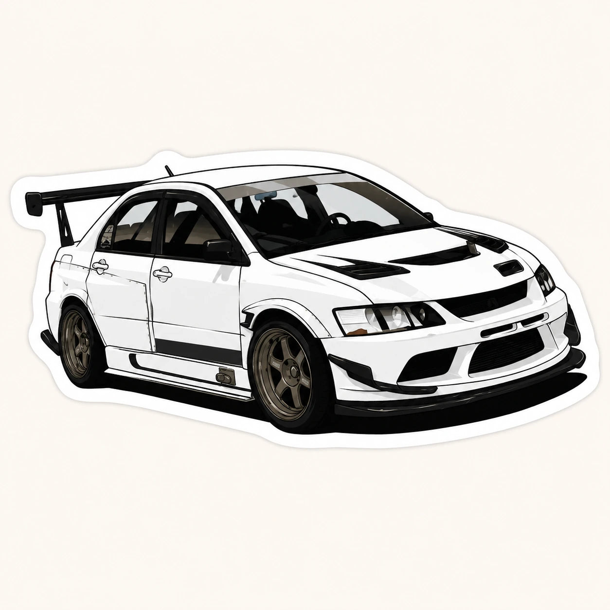 White Mitsubishi Evo IX Widebody Sticker