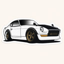 White Widebody Datsun 240Z Sticker