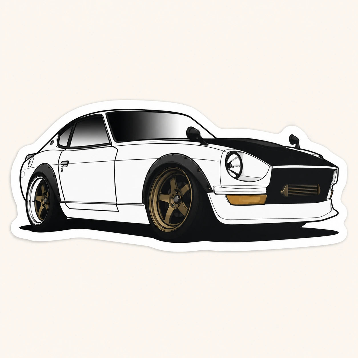 White Widebody Datsun 240Z Sticker
