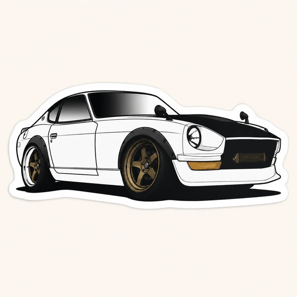 White Widebody Datsun 240Z Sticker