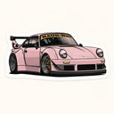 Pink Porsche RWB Sticker