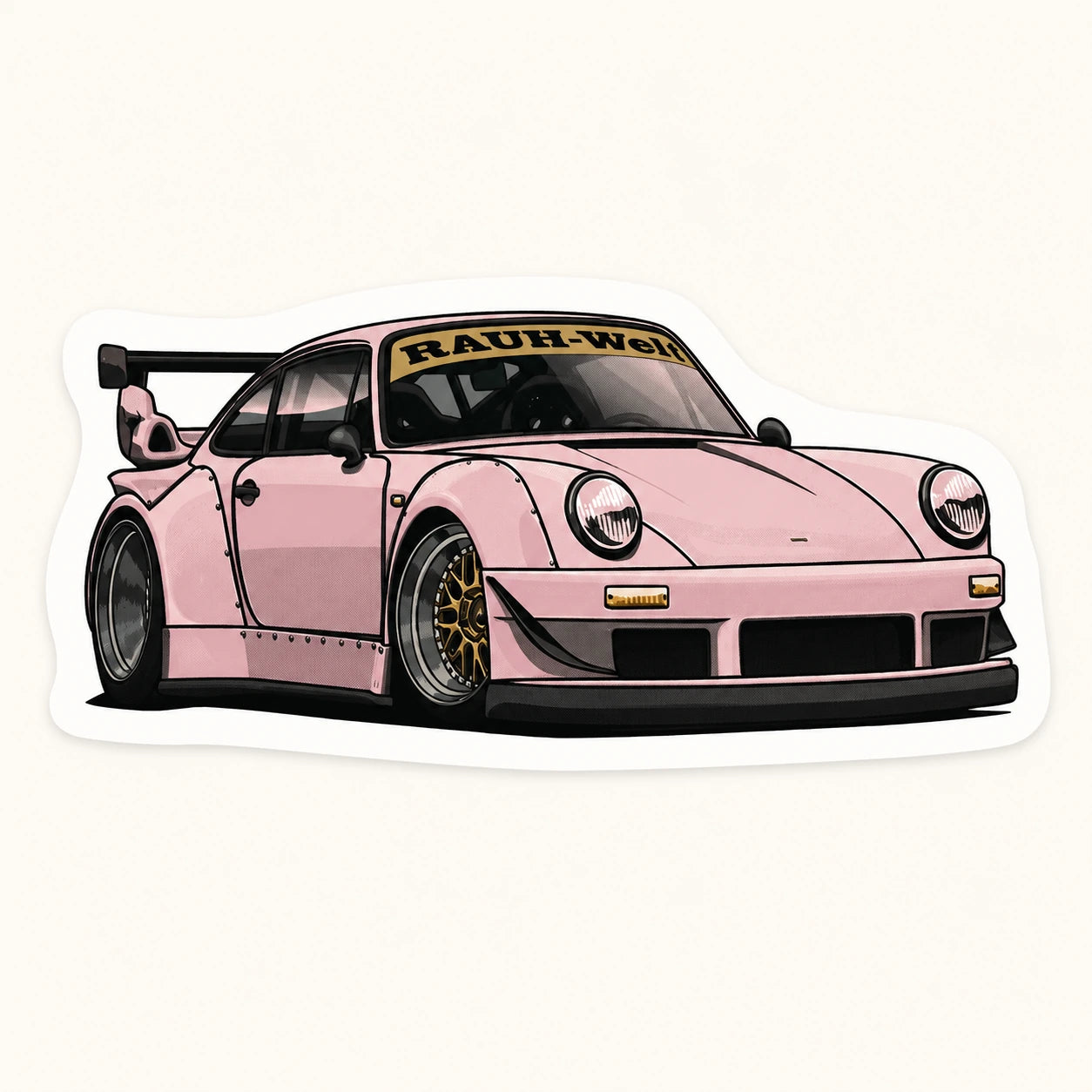 Pink Porsche RWB Sticker