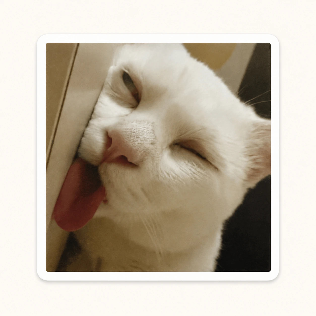 Sleepy Cat Tongue Out Sticker