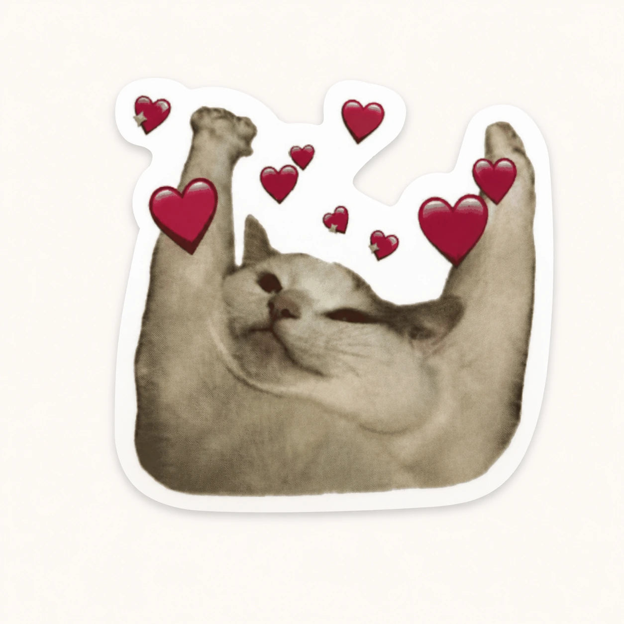 Happy Cat Hearts Sticker