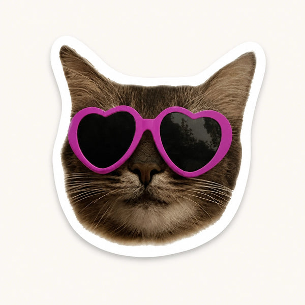 Cat In Heart Glasses Sticker