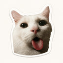 White Cat Tongue Sticker