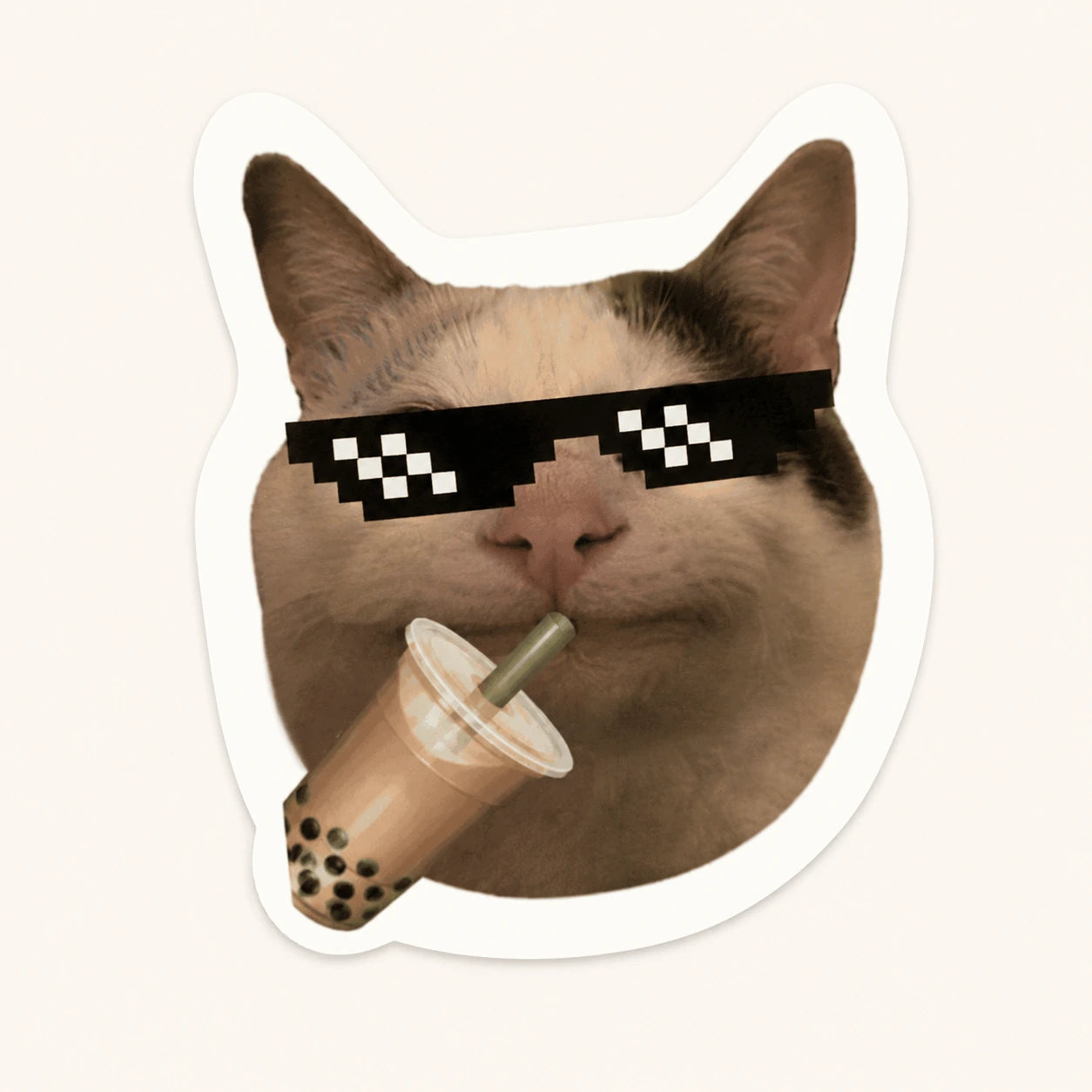 Thug Life Cat Boba Sticker
