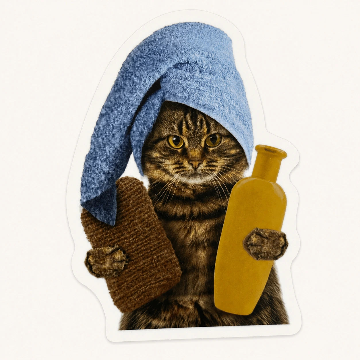 Cat With Towel Sticker