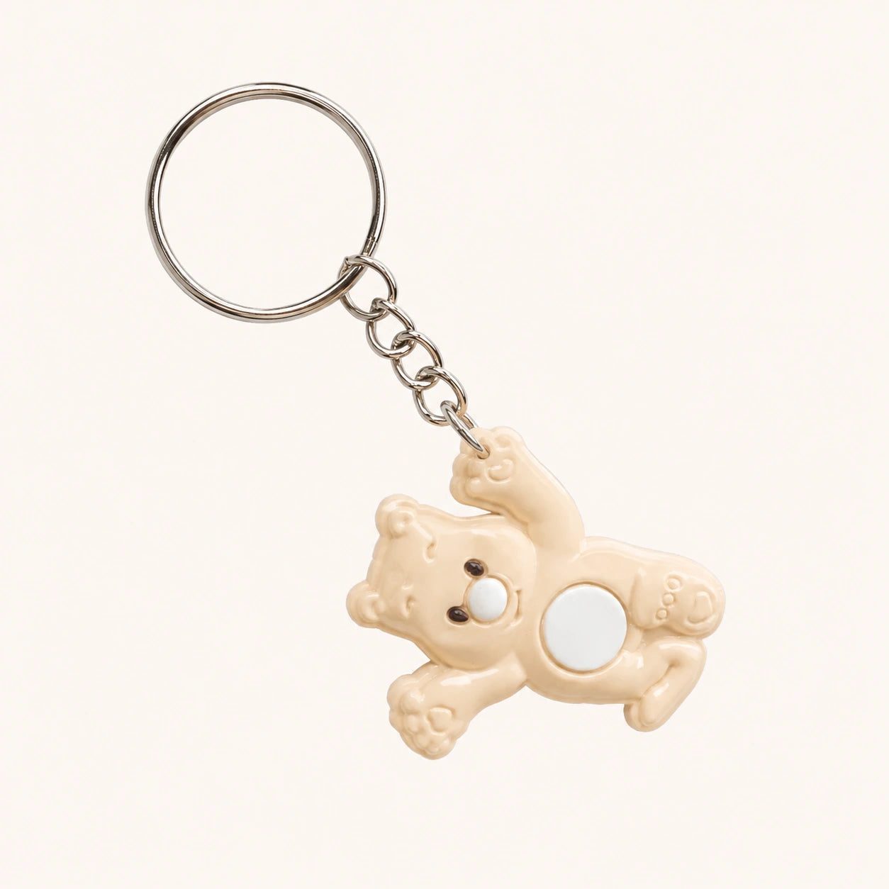 Cream Bear Belly Button Keychain