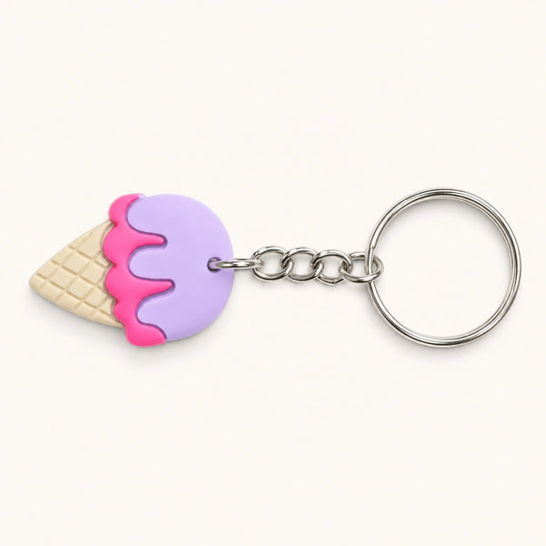 Melting Purple Ice Cream Cone Keychain